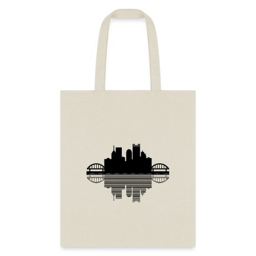 Pittsburgh Skyline Reflection (Black) - Tote Bag
