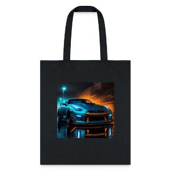 neon blue car design - Tote Bag - black - Front
