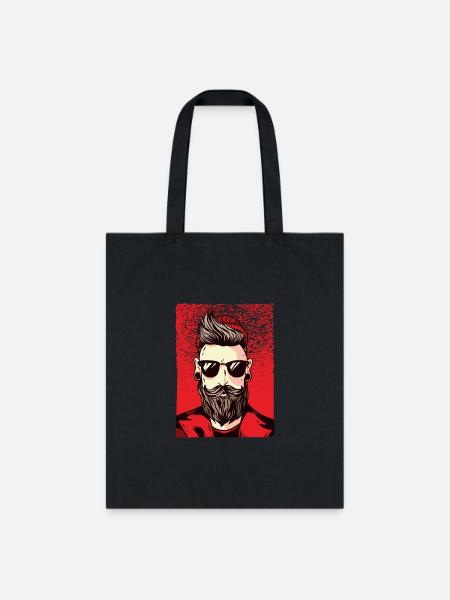 Bearded hipster with sunglasses - Tote Bag - black