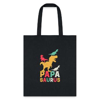 Papasaurus Papa Dinosaur Papa Saurus - Papa Dino - Tote Bag - black - Front