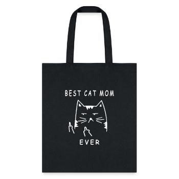 funny cat best cat mom ever meow with my cat funny - Tote Bag - black - Front