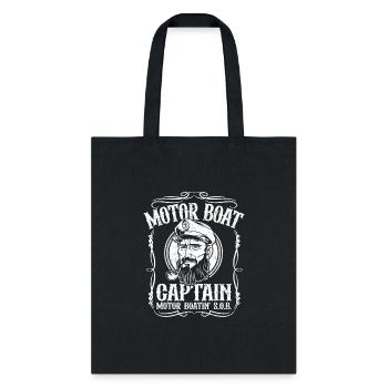 Mens Motor Boat Captain Funny Pontoon Boating Moto - Tote Bag - black - Front