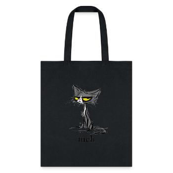 Funny Meh Cat Gift for Cat Lovers T Shirt - Tote Bag - black - Front