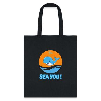 Whale in the sea greeting - "Sea you!" - Tote Bag - black - Front