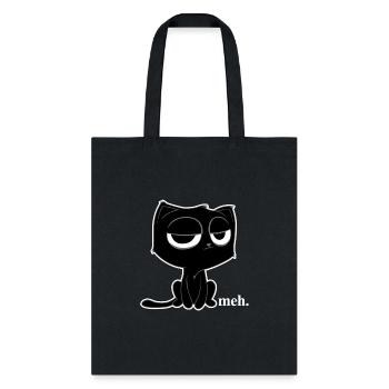 Funny Meh Cat Cute Kitty Cat Hooded - Tote Bag - black - Front