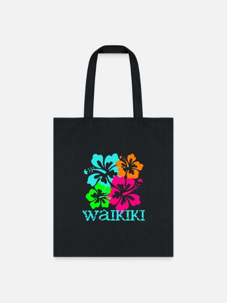 Waikiki Beach Tropical Paradise Travel Surf Ocean - Tote Bag - black