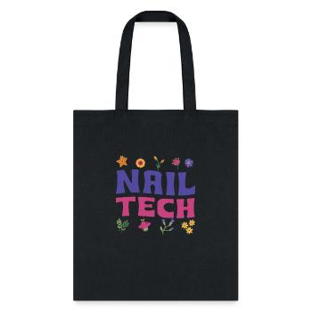 Nail Tech Floral Outfit Nail Salon - Tote Bag - black - Front