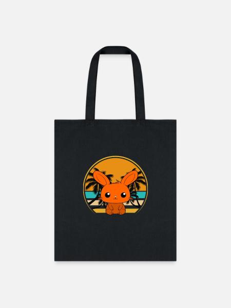 CUTE RABBIT WITH SUNSET - Tote Bag - black