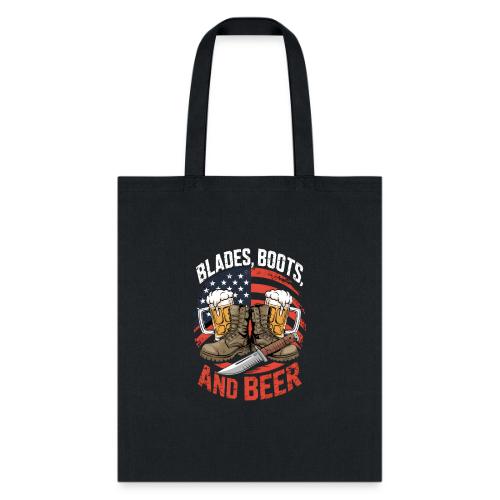 Blades, Boots, and Beer - Tote Bag