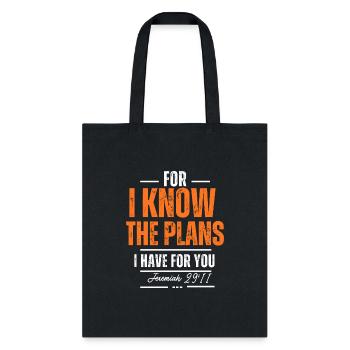 Christian clothing, apparel Bible verse design - Tote Bag - black - Front