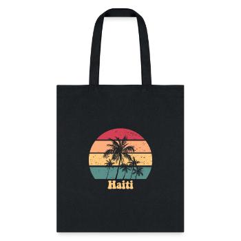 Haiti Retro Sunset Proud Haitian Haiti Vacation - Tote Bag - black - Front