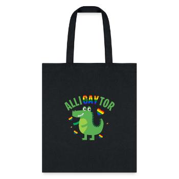 Alligaytor Funny Gay Alligator LGBTQ Pun Pride - Tote Bag - black - Front