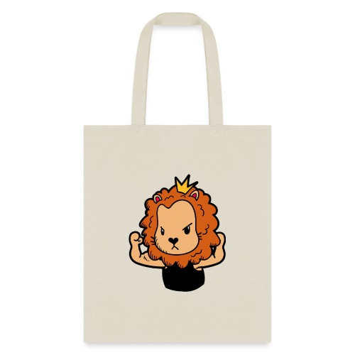 Cute Strong Lion Flexing Muscles - Tote Bag