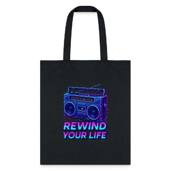 Rewind Your Life – 80s Boombox Throwback - Tote Bag - black - Front