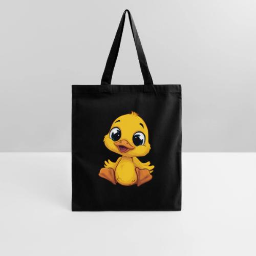 Sweet Yellow Cartoon Duck Sitting Happily - Tote Bag