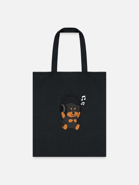 Music Lover Dachshund - Tote Bag - black