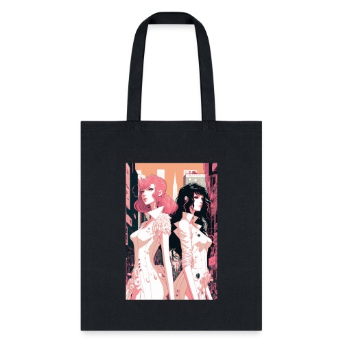 Pink and Black - Cyberpunk Illustrated Portrait - Tote Bag
