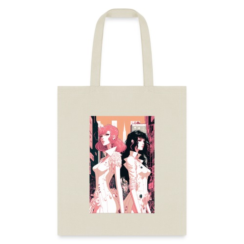 Pink and Black - Cyberpunk Illustrated Portrait - Tote Bag