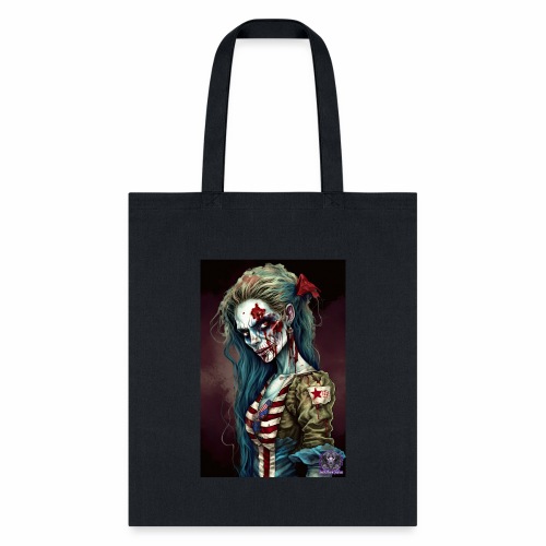 Patriotic Undead Zombie Caricature Girl #15C - Tote Bag