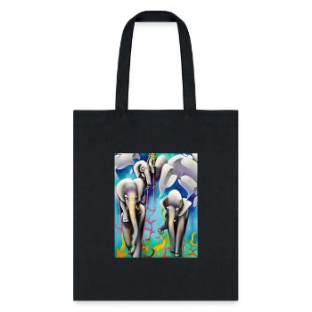 Dreamlike Painting of Elephants on Stilts - Tote Bag - black - Front