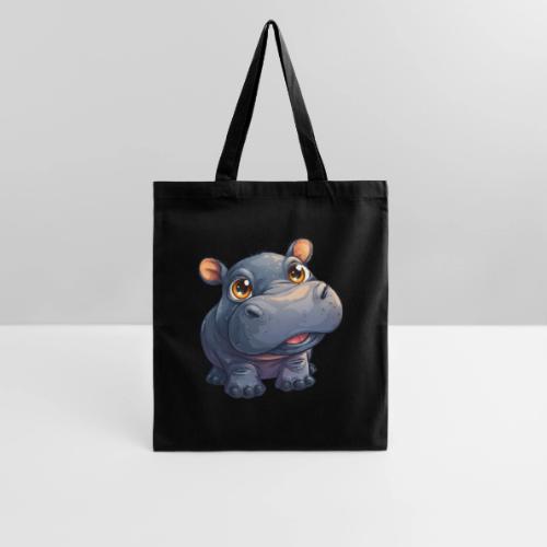 Cute Cartoon Baby Hippo with Big Innocent Eyes - Tote Bag
