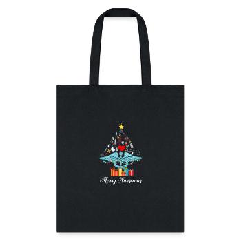 Merry Nursemas Stethoscope Christmas Tree Nurse - Tote Bag - black - Front