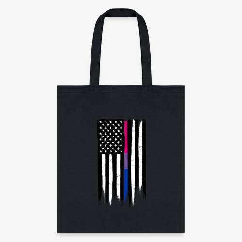 Bisexual Thin Line American Flag - Tote Bag