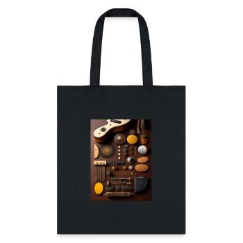 Guitar, Knolling ,highly detailed depth many parts - Tote Bag - black - Front