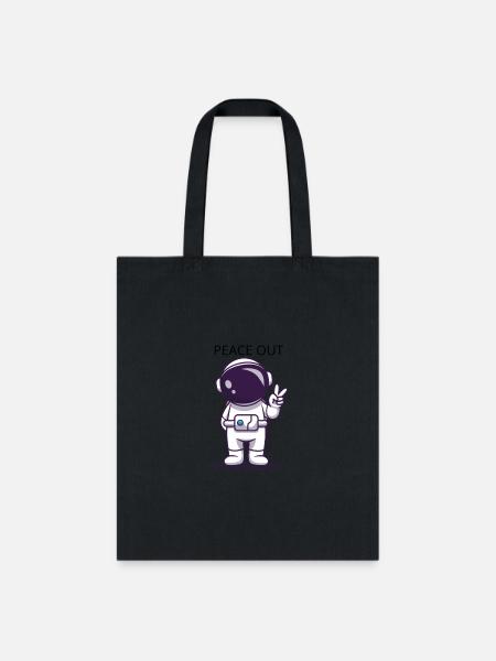 peace out astronaut - Tote Bag - black