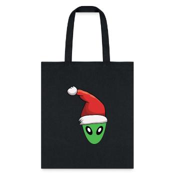 Funny Christmas Alien Christmas Santa Hat Funny Al - Tote Bag - black - Front