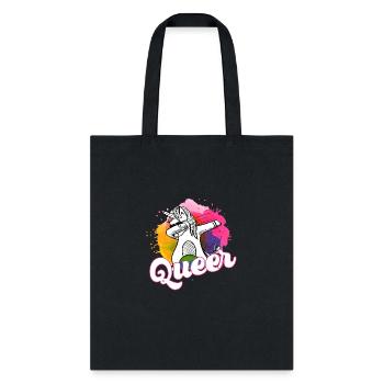 Cool dabbing unicorn: Queer and proud of it! - Tote Bag - black - Front