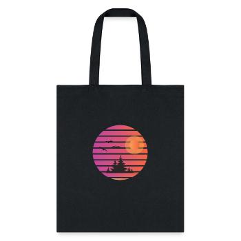 Retro Sun pine tree design - Tote Bag - black - Front