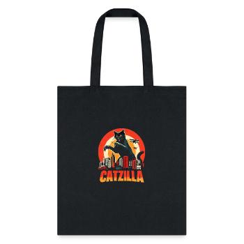 Catzilla, funny cat - Tote Bag - black - Front