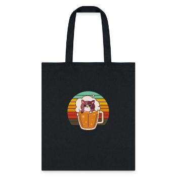 Funny cat: beer - Tote Bag - black - Front