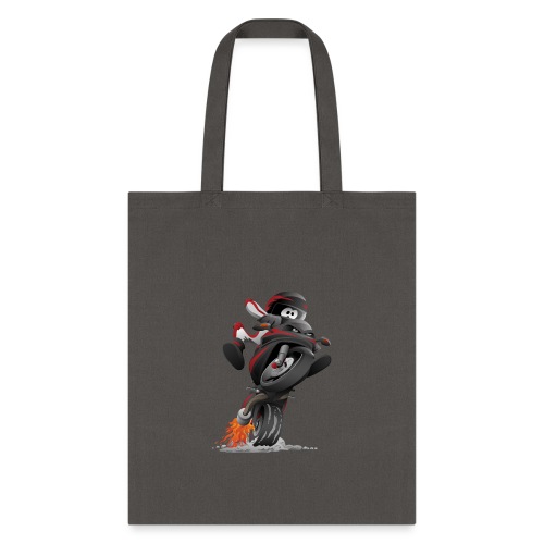 Sportbike motorcycle cartoon illustration - Tote Bag