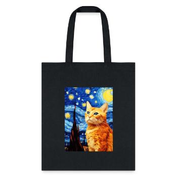 Orange Tabby Cat Starry Night Vincent van Gogh Pet - Tote Bag - black - Front