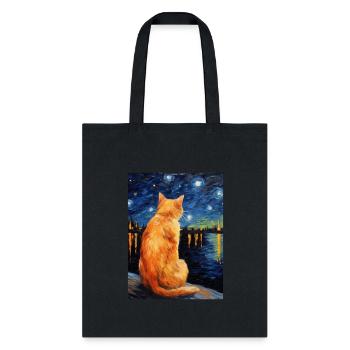 Orange Tabby Cat Starry Night Vincent van Gogh Pet - Tote Bag - black - Front
