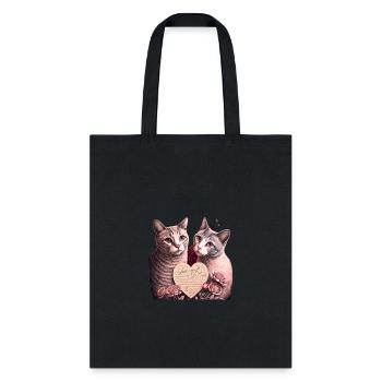 cat and his lover on the occasion of Valentine - Tote Bag - black - Front