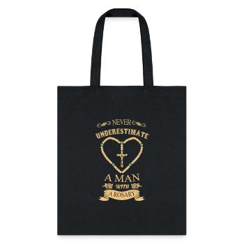 Screened Never Underestimate Man With Rosary - Tote Bag - black - Front