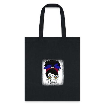 Haiti Messy Bun Women's Proud Haitian Girls Haiti - Tote Bag - black - Front