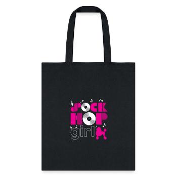 Sock Hop Girl Retro Vinyl Pink Poodle Sock Hop - Tote Bag - black - Front