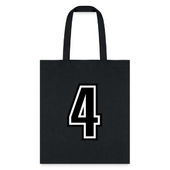 4 - number 4 - jersey number for sportsteam - Tote Bag - black - Front