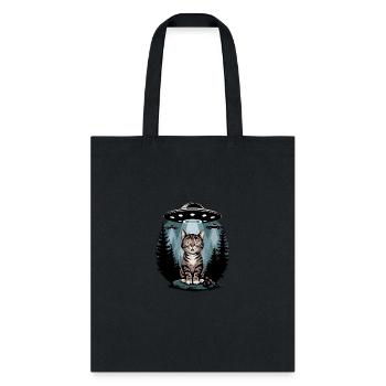 Funny Cat With UFOs - Tote Bag - black - Front