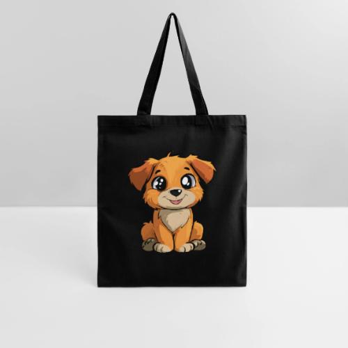 Cute Sitting Puppy Cartoon with Big Eyes - Tote Bag