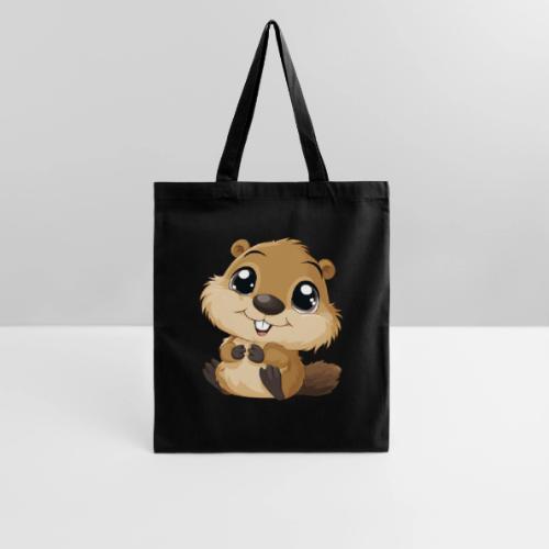 Adorable Cartoon Baby Beaver with Big Eyes - Tote Bag