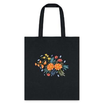 Mono Hand Drawn Floral - Tote Bag - black - Front