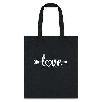Love, love arrow, loving, believe in love, heart - Tote Bag - black - Front