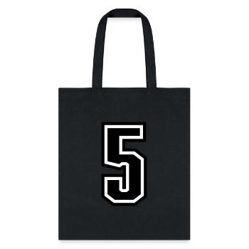 5 - number 5 - jersey number for sportsteam - Tote Bag - black - Front