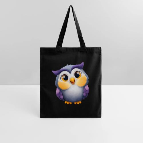 Colorful Cartoon Baby Owl with Big Sparkling Eyes - Tote Bag