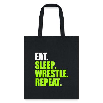 Eat Sleep Wrestle Repeat - Cool Wrestling - Tote Bag - black - Front